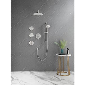 3-Spray Patterns Bathroom Showers 12 in. Wall Mount Round Rainfall Dual Shower Heads in Brushed Nickel-R with 3 Jets