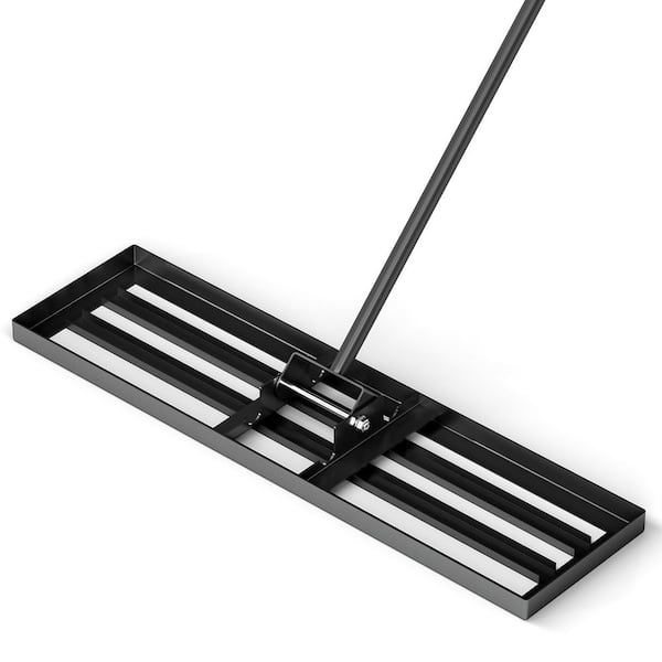 WELLFOR 67 in. H x 36 in. W Steel Lawn Leveling Rake in Black