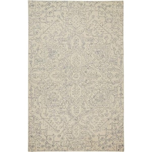 Ivory and Gray 2 ft. x 3 ft. Floral Area Rug