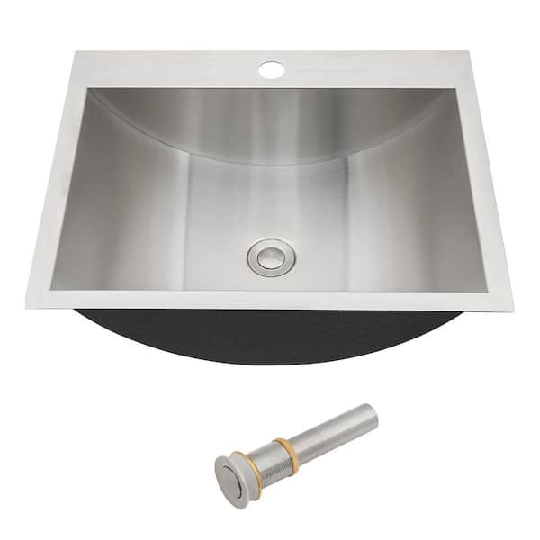 21 in. Drop-In/Undermount Single Bowl 16 Gauge Brushed Nickel Stainless Steel Kitchen Sink