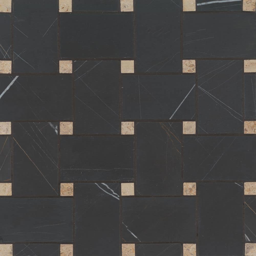 Jumbo Basketweave Sahara Noir and Beige Dot 11.25 in. x 11.25 in. Honed Marble Mosaic Floor Tile (8.74 sq. ft./Case) price history on PriceWatchPro