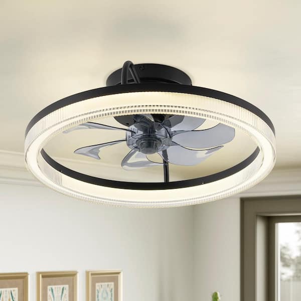 Rennnsan Anya 19.68 in. Indoor Black Modern Smart Ceiling Fan with Lights, 6-Speed 3 Color Ceiling Fan with Remote and Downrod