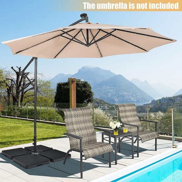 4-Pieces 43 lbs. Cantilever Offset Patio Umbrella Base Heavy-Duty Outdoor Square in Black