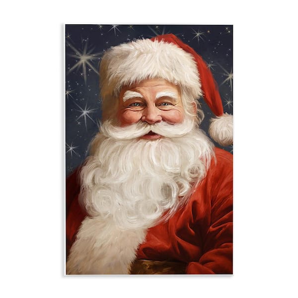 Stupell Industries Smiling Santa Claus Portrait by Ramona Murdock 1-Piece Unframed Graphic Print People Poster Art Print 15 in. x 10 in.