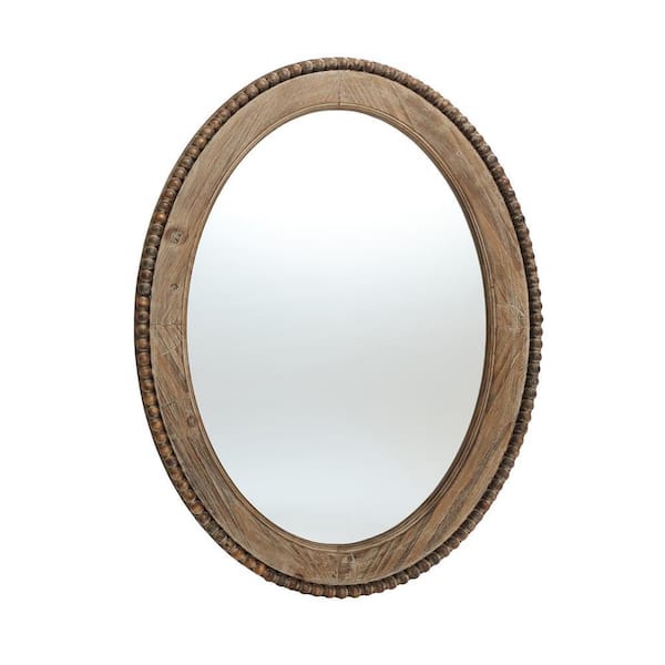 LuxenHome 24 in. W x 31.89 in. H Cameo Wood Framed Oval Wall Mirror