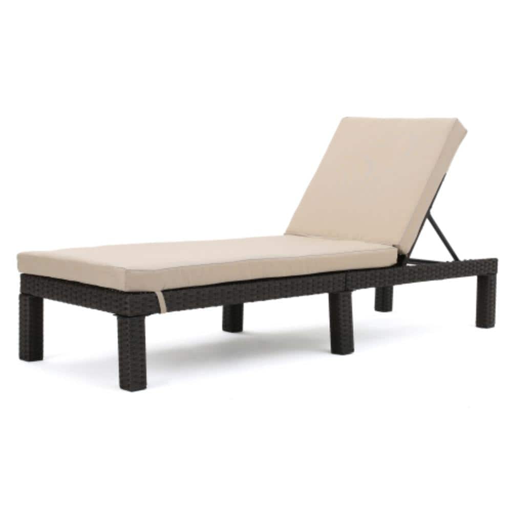 Brown 1-Piece Wicker Outdoor Patio Chaise Lounge with Beige Cushions price history on PriceWatchPro