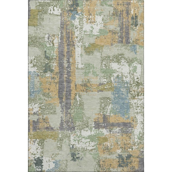 Addison Rugs Mayfield Premium Machine Washable Abstract AMF2212 Aloe 8 ...