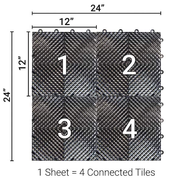 FlooringInc’s Nitro Garage Floor Tiles, Diamond Pattern, Interlocking, Black, 12