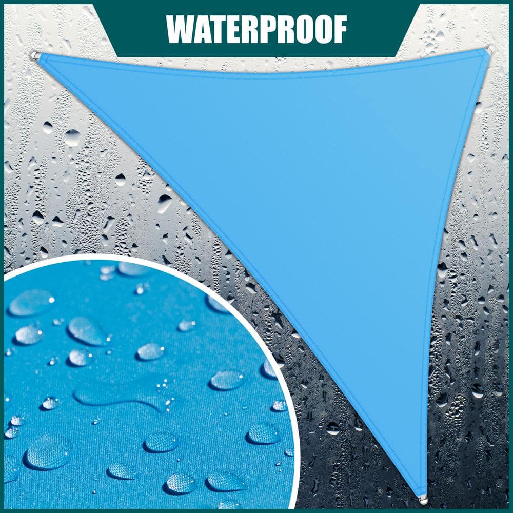 Blue Waterproof 16' Triangle Shade Sail for Patio