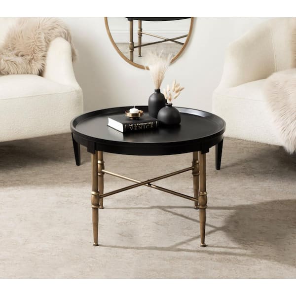 Kate and Laurel Valdi 26 in. Black Round MDF Coffee Table