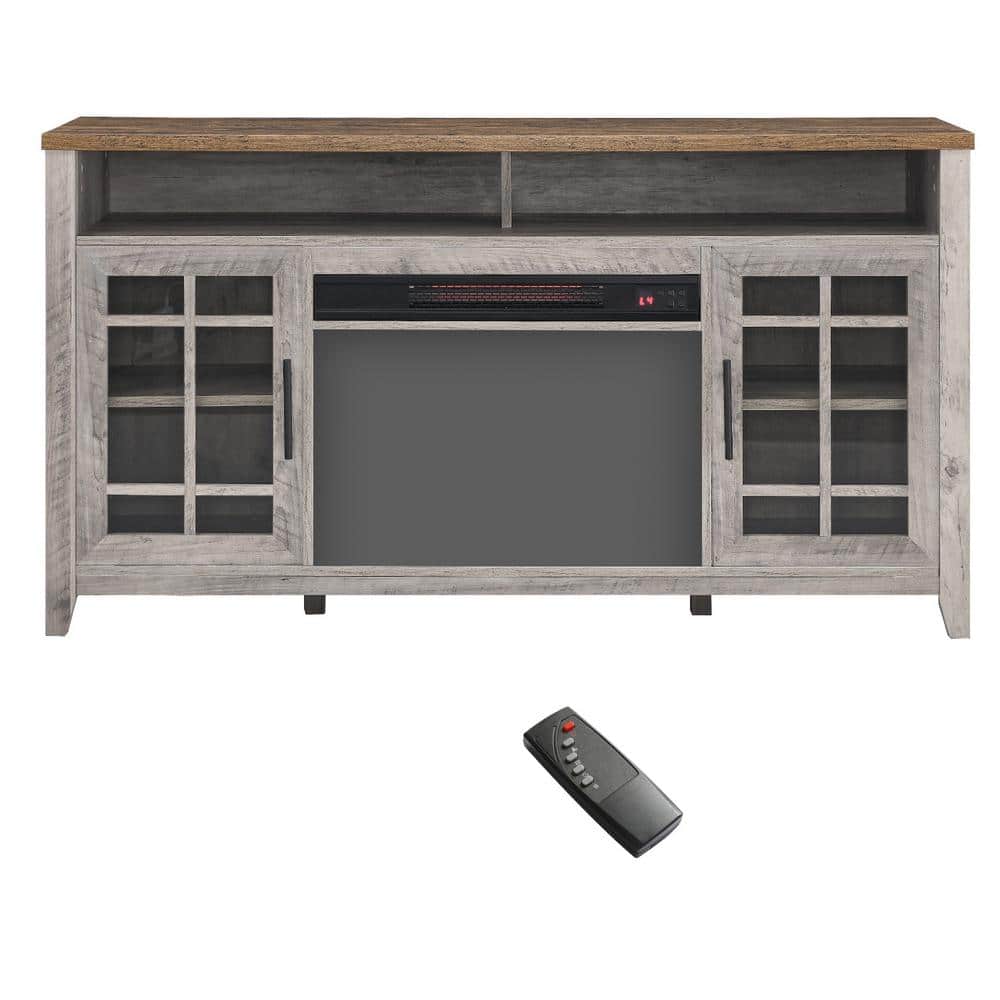 55 in. W Freestanding Infrared Smart Electric Fireplace TV Stand in Gray with Remote Control price history on PriceWatchPro