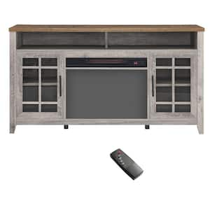 55 in. W Freestanding Infrared Smart Electric Fireplace TV Stand in Gray with Remote Control