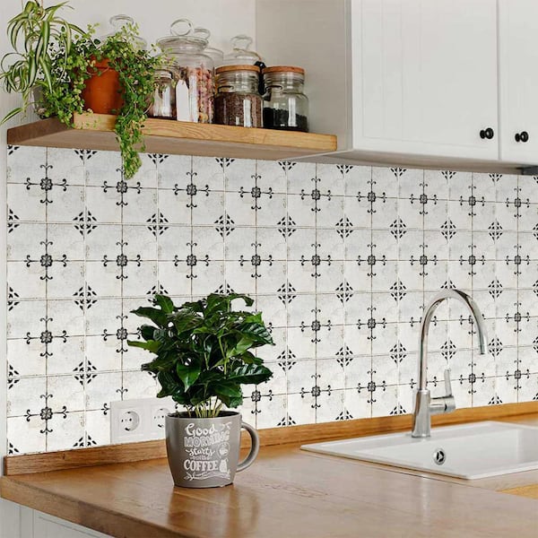 Dark Gray and Silver R94 4 in. x 4 in. Vinyl Peel and Stick Tile (24 Tiles, 2.67 sq. ft./pack)