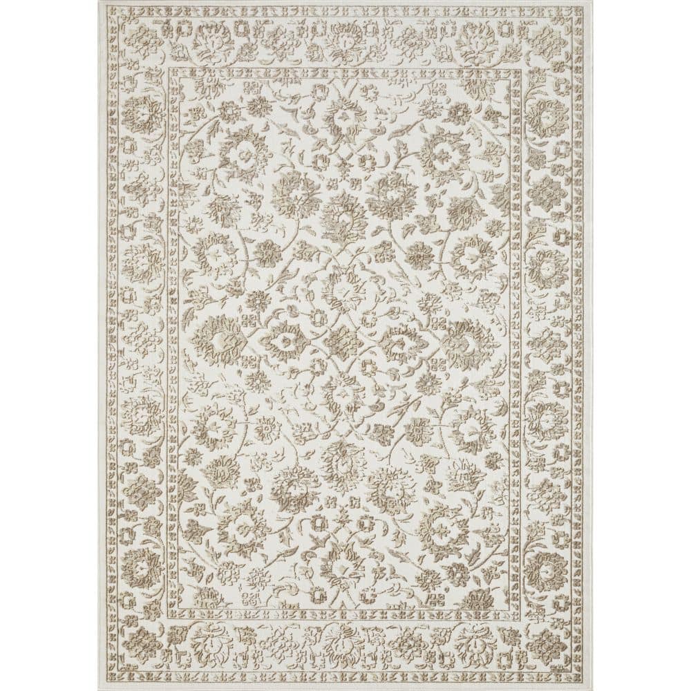 LOOMAKNOTI Aysal Alazah Cream 9 ft. 10 in. x 12 ft. 10 in. Geometric ...