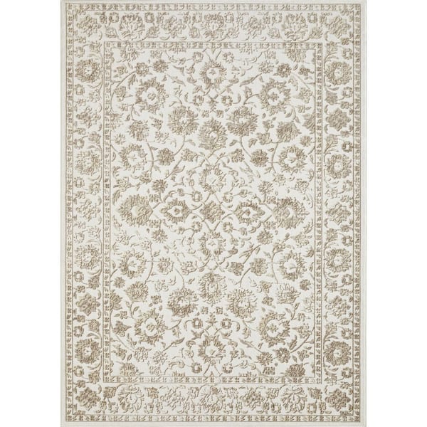 Aysal Alazah Cream 9 ft. 10 in. x 12 ft. 10 in. Geometric Polypropylene Indoor Area Rug