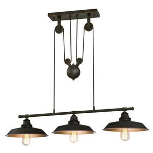 Iron Hill 3-Light Oil Rubbed Bronze Island Pulley Pendant
