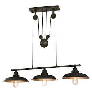 Iron Hill 3-Light Oil Rubbed Bronze Island Pulley Pendant