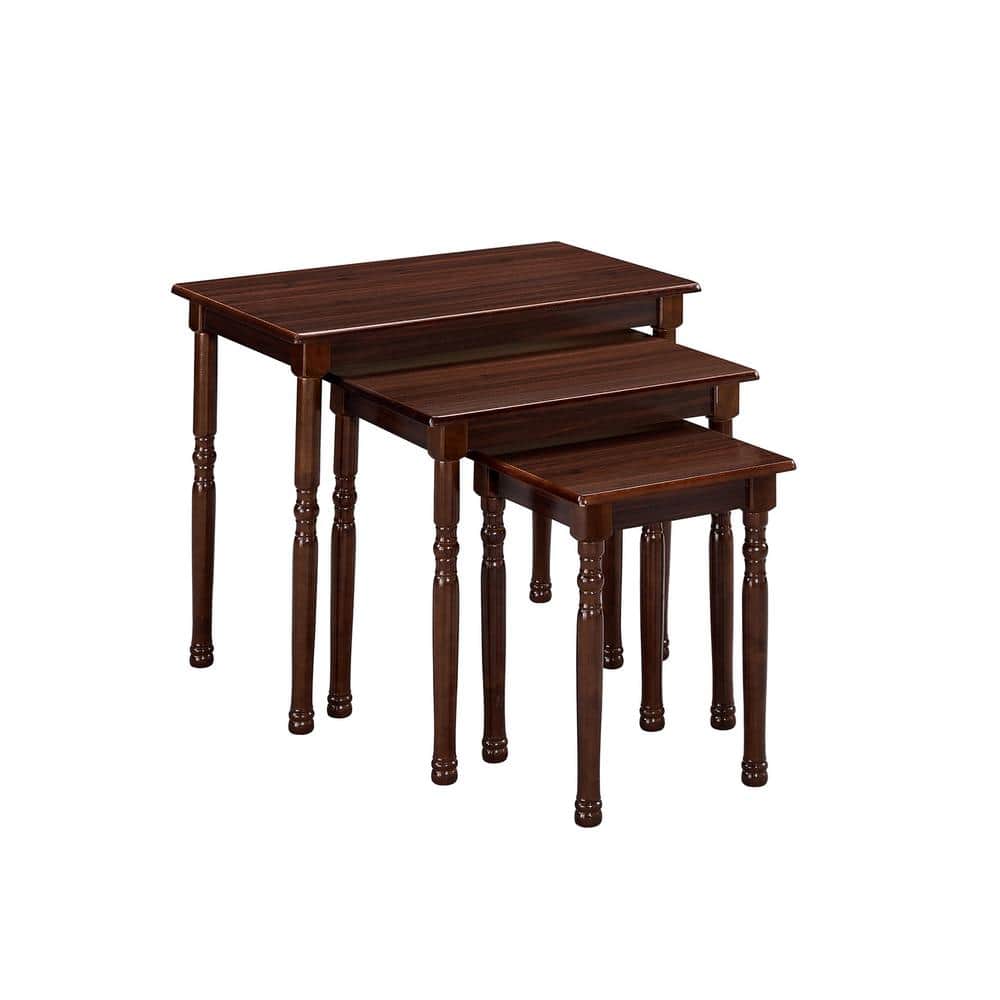 Cherry Wood 3-Piece Rectangular Nesting Table Set