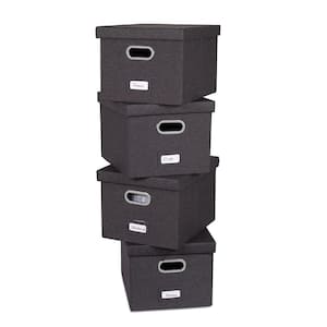 Charcoal Collapsible File Storage Organizer with Lid (4-Pack)