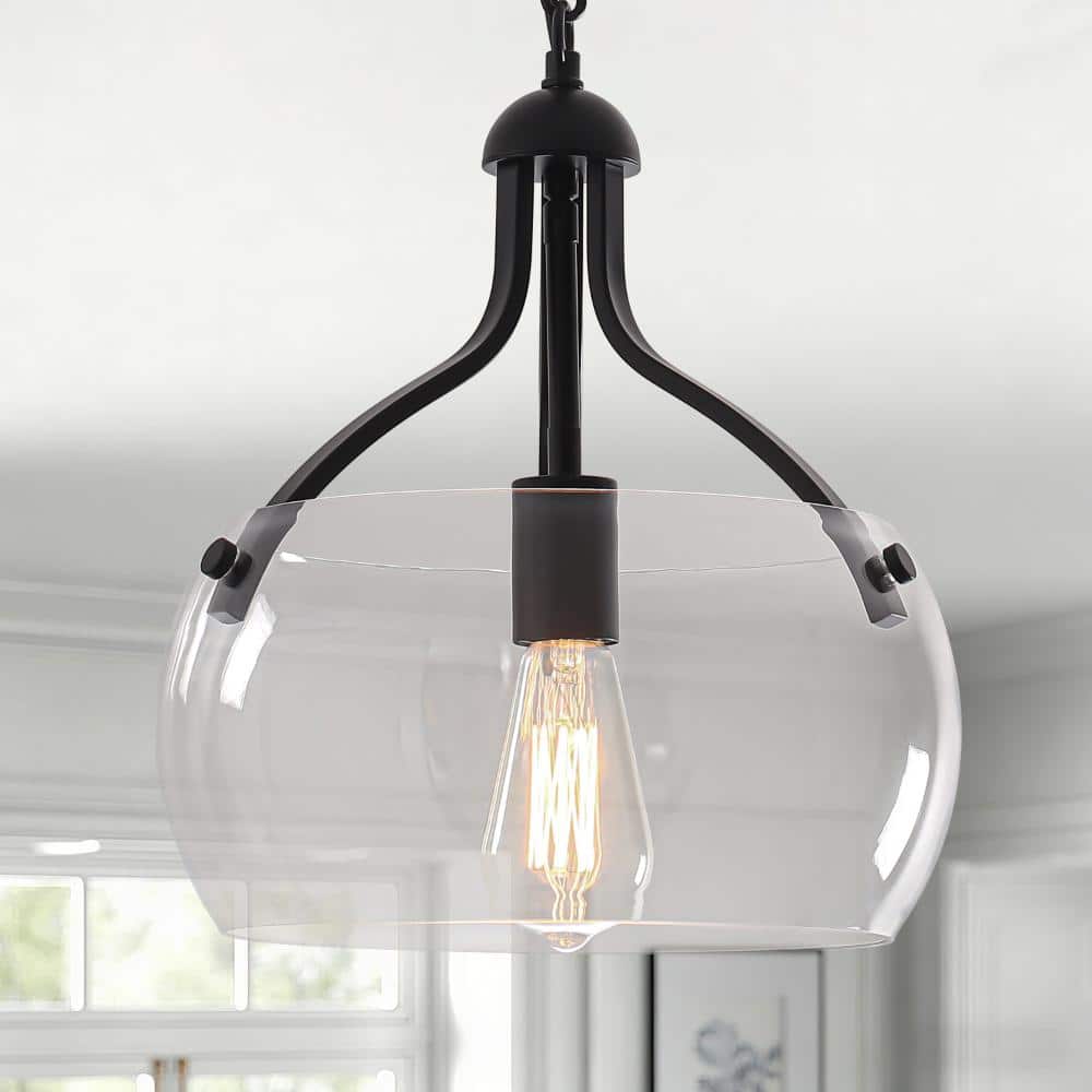 1-Light Matte Black Dome Pendant Light with Clear Glass Shade for Kitchen Island, Dining Room price history on PriceWatchPro