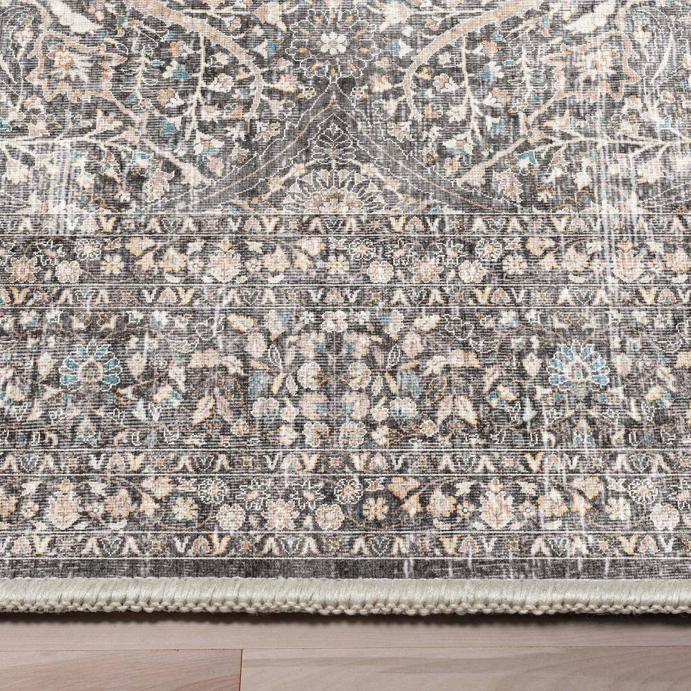 Gray Chenille Vintage Oriental Flat-Weave Area Rug 5'3" x 7'3"