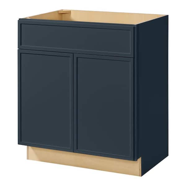 Leyton 30 in. W x 21 in. D x 34.5 in. H Ready to Assemble Plywood Slim Shaker Bath Sink Base Cabinet in Ink Blue