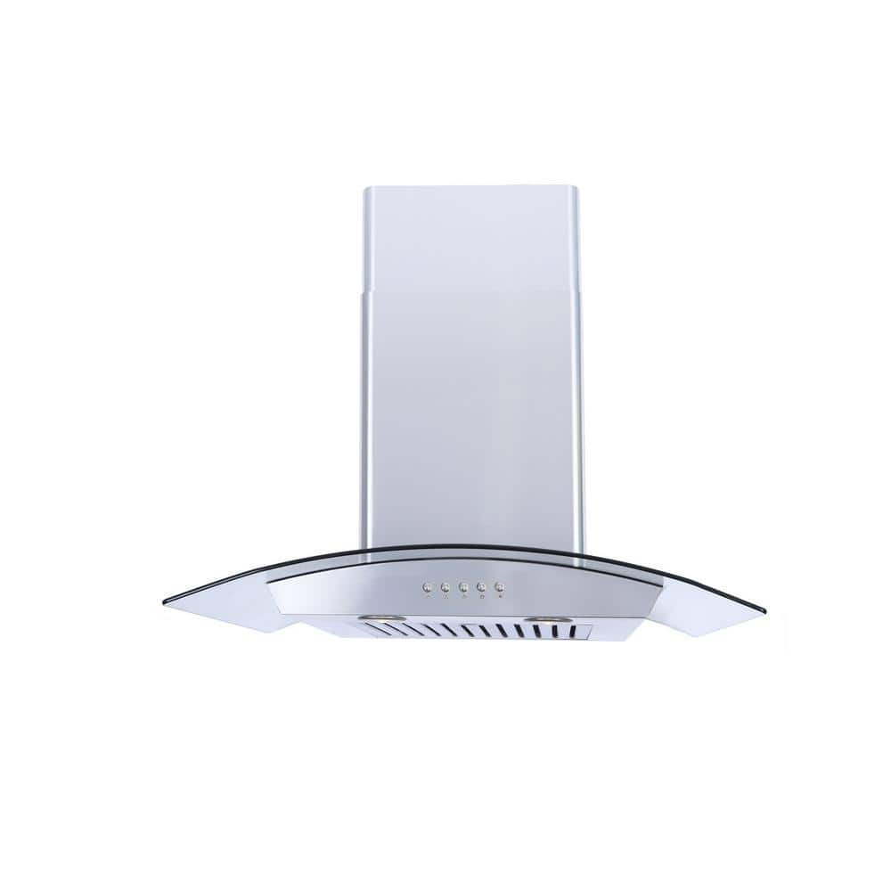 Windster 30 in. 535 CFM Residential Wall Range Hood with LED Lights in Stainless Steel and Tempered Glass Canopy, Silver -  H30SS