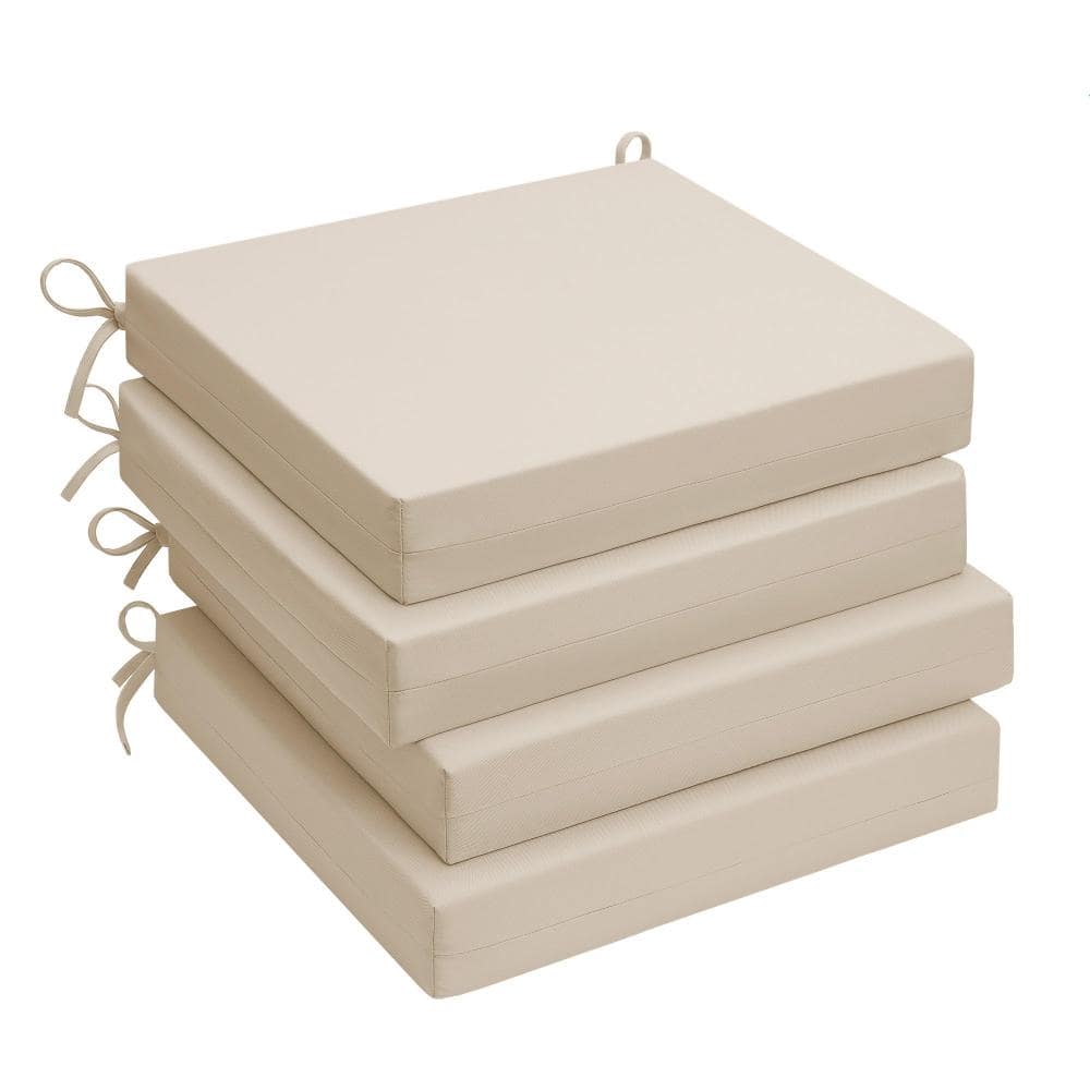 18.5x16x3 Outdoor Chair Cushions, Water Resistant Patio Seat Pads with Ties, High Density Foam, Beige, Pack of 4 price history on PriceWatchPro