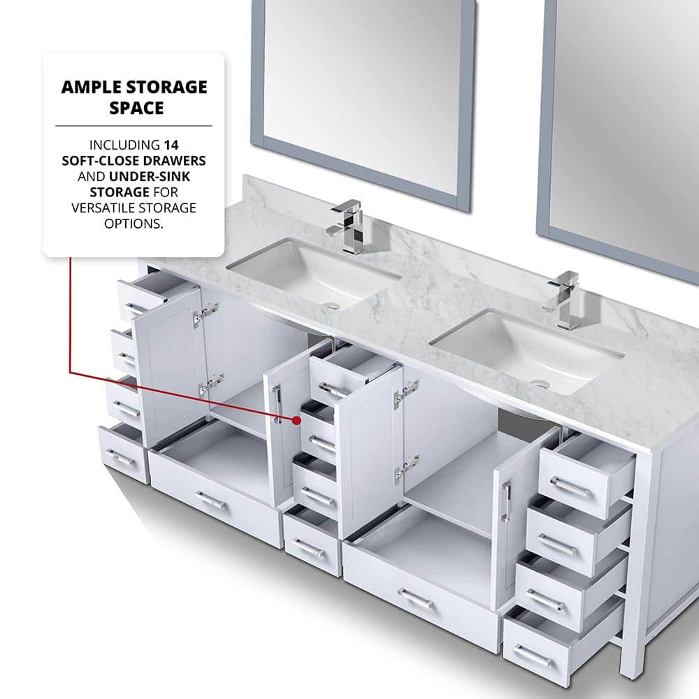 Jacques 84" White Double Freestanding Vanity Cabinet