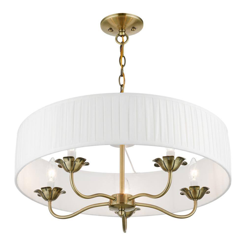 Edinburgh Antique Brass Mini Drum 5-Light Chandelier