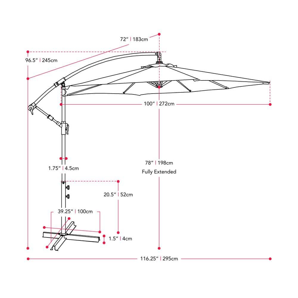 Gray 9ft UV-Resistant Polyester Cantilever Patio Umbrella with Steel Frame