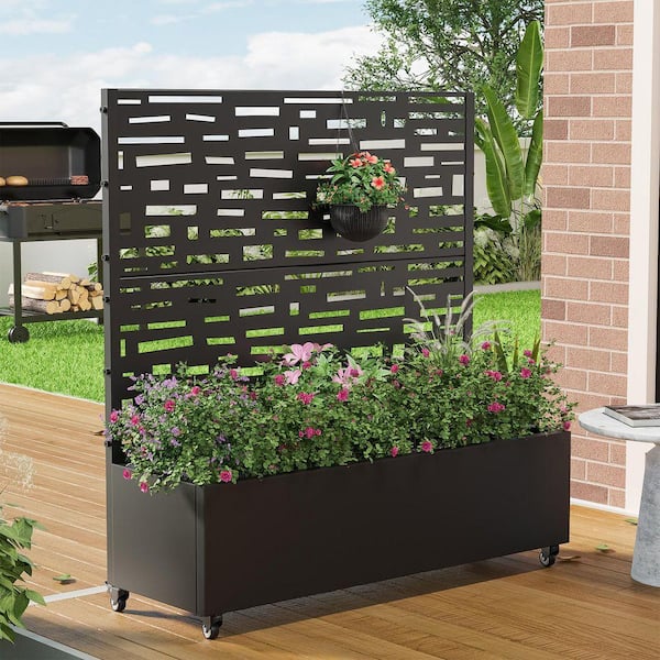 Lirago 47 in. H x 47 in. W Rectanglar Black Outdoor Metal Privacy