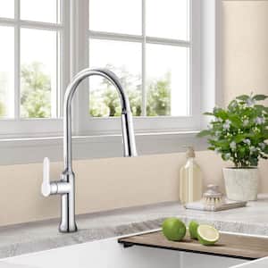 Comtemporary Single-Handle Pull-Down Sprayer Kitchen Faucet in Chrome