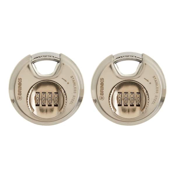 3‑1/8 in. (80 mm) Stainless‑Steel Discus 4‑Dial Resettable Combination Padlock, 2‑Pack