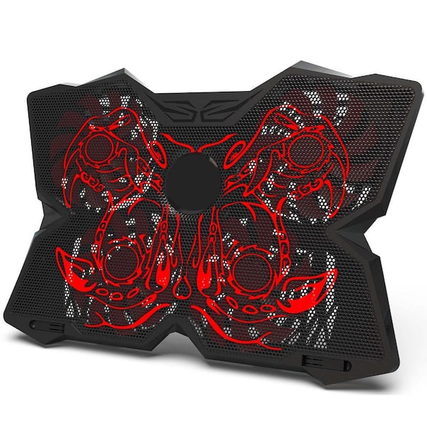Powerful USB Cooling Pad in Black with Red Fan and Lights (1-Pack)