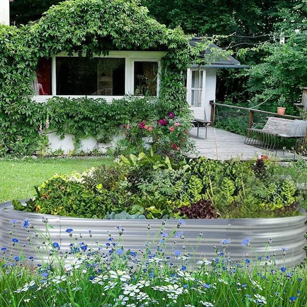 OGETFUUR 48 in. L x 24 in. W Silver Galvanized Raised Garden Bed