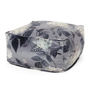 Cleves Flower Print on Gray Large Pouf