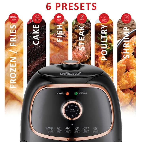 Brentwood Appliances AF202BK 2-Quart Small Electric Air Fryer with Timer  and Temperature Control, Black