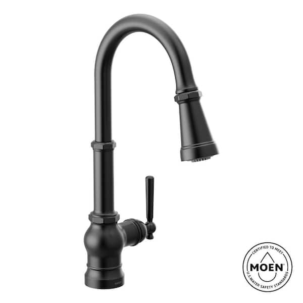Paterson Single-Handle Pull-Down Sprayer Kitchen Faucet with Reflex and PowerBoost in Matte Black