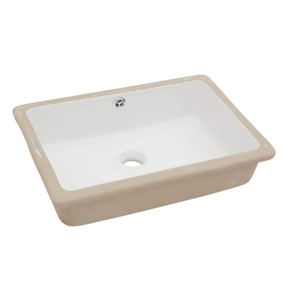 18 in. Undermount Rectangle Porcelain Vanity Bathroom Sink in White Ceramic