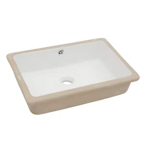 18 in. Undermount Rectangle Porcelain Vanity Bathroom Sink in White Ceramic with Overflow