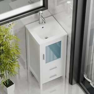 16 in. W x 16 in. D x 33.5 in. H Single Sink Freestanding Bath Vanity in White with White Ceramic Top