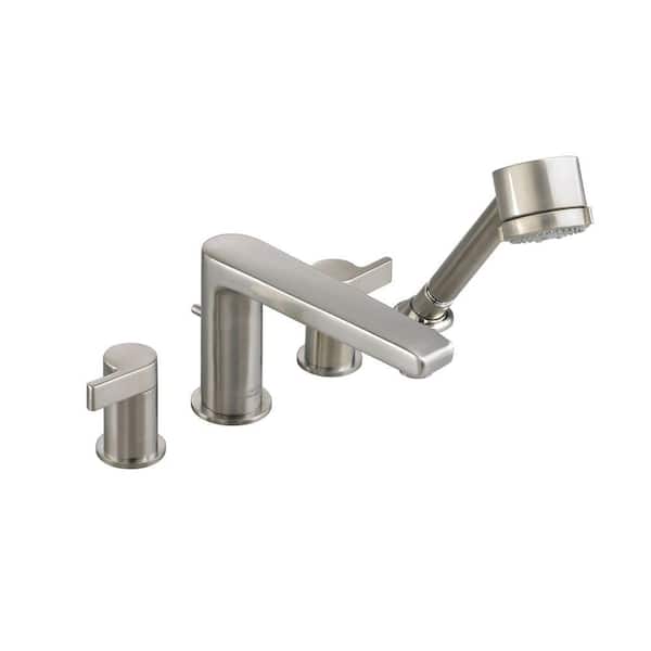 American Standard Studio 2-Handle Deck-Mount Roman Tub Faucet with Personal Shower in Brushed Nickel