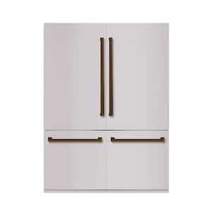 Bold 60 in. 32 Cu. Ft. Counter-Depth Built-in Bottom Mount Refrigerator in Glossy Black with Bold Bronze Trim
