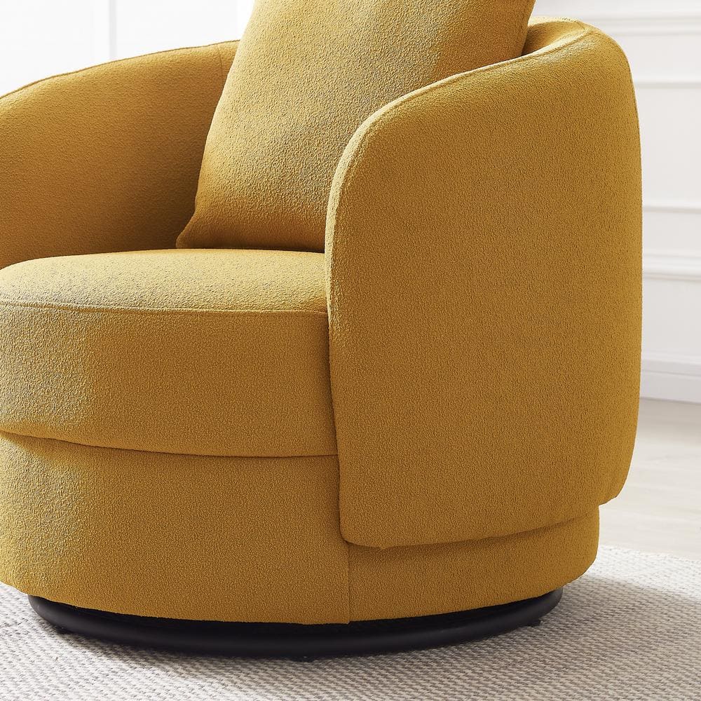 Mid-Century Modern Dark Yellow Microfiber Barrel Accent Chair