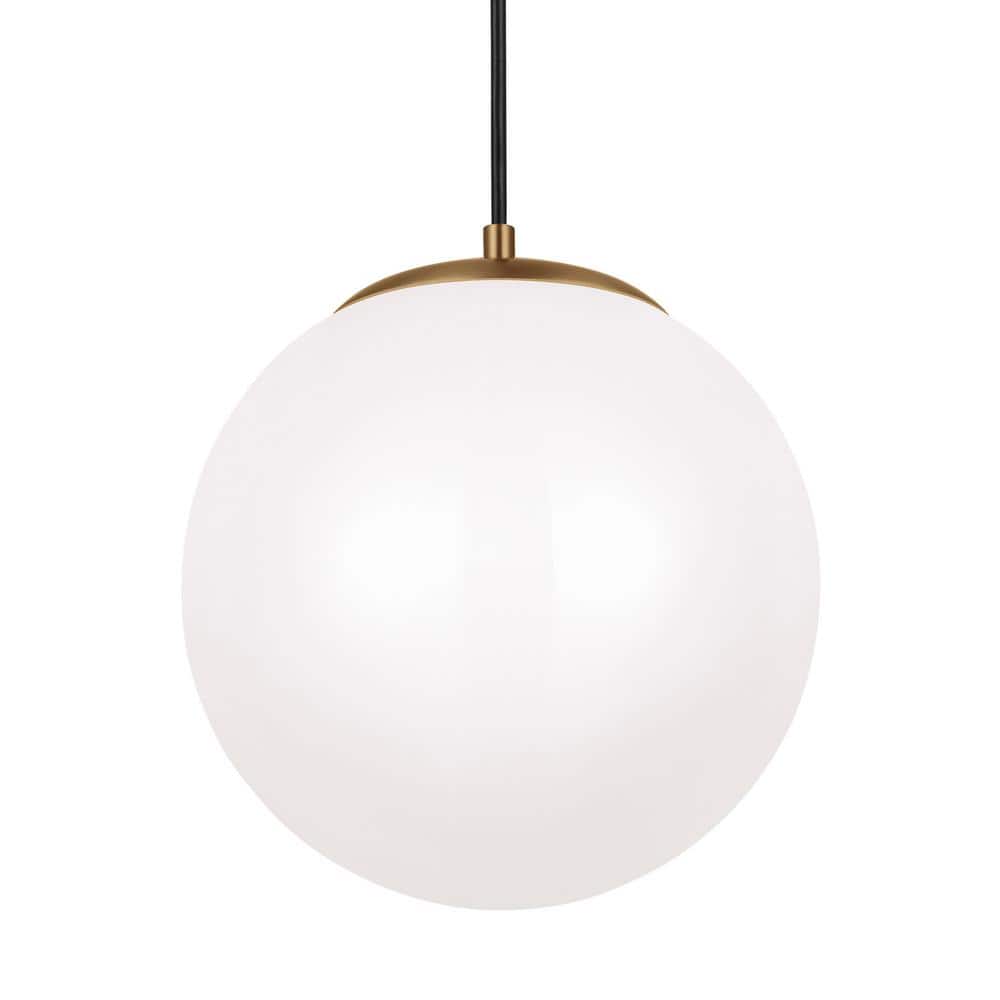 Satin Bronze Globe LED Pendant with Smooth White Glass