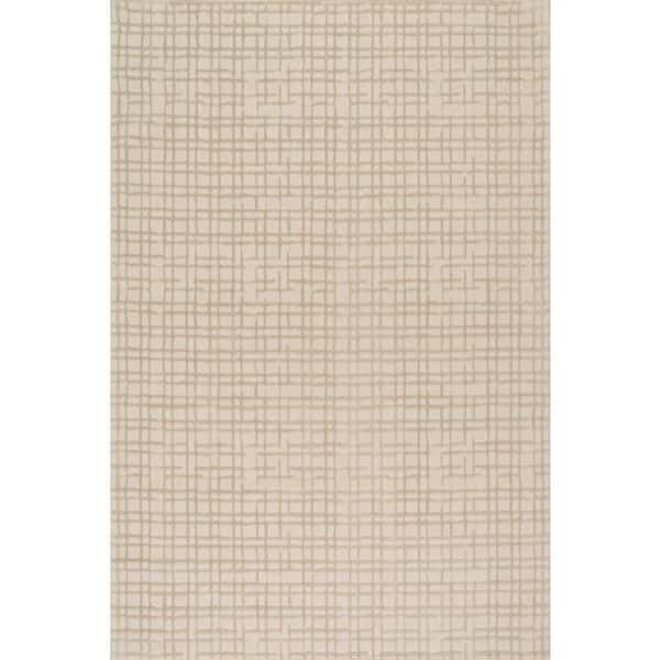 Lirielle Checkered Washable Area Cream 4 ft. x 6 ft. Indoor Area Rug