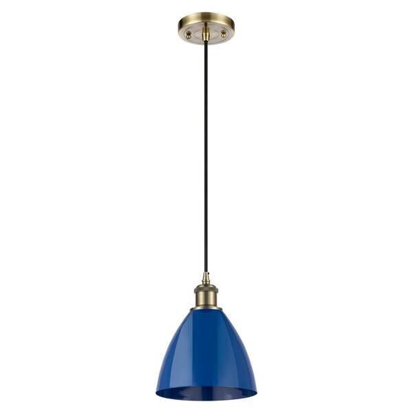 Innovations Plymouth Dome 100-Watt 1-Light Antique Brass Standard Mini Pendant Light with Metal Shade