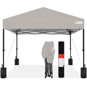 12 ft. x 12 ft. Light Gray Easy Setup Pop Up Canopy Instant Portable Tent with 1-Button Push and Carry Case