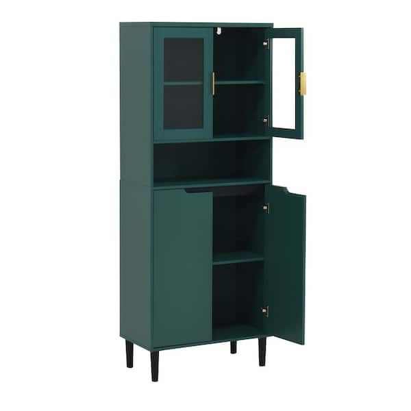 23.62 in. W x 13.78 in. D x 63 in. H Bathroom Green Linen Cabinet
